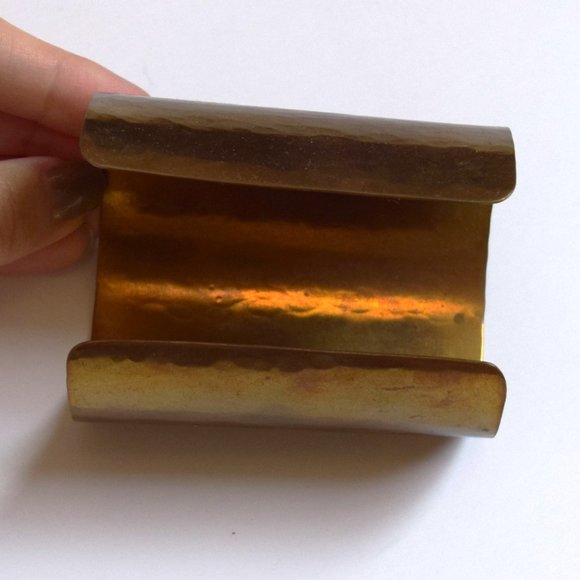 Gold Brass Bangle Cuff Bracelet - Picture 2 of 4